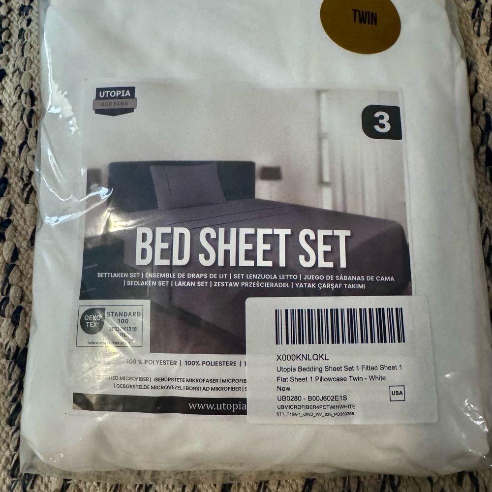 Utopia Classic White twin size Sheet Set